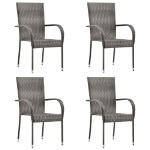 Set da Pranzo da Giardino 5 pz Grigio in Polyrattan