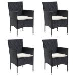 Set da Pranzo da Giardino 5 pz con Cuscini Nero