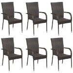 Set da Pranzo da Giardino 7 pz Marrone in Polyrattan
