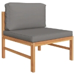 Set Divani da Giardino 6pz Cuscini Grigi Legno Massello di Teak
