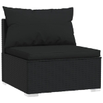 Set Divani da Giardino 8 pz con Cuscini in Polyrattan Nero