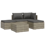 Set Divani da Giardino 5 pz con Cuscini in Polyrattan Grigio