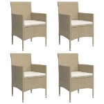 Set da Pranzo da Giardino 5 pz con Cuscini Beige e Nero