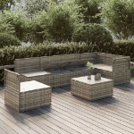 Set Divani da Giardino 7 pz con Cuscini in Polyrattan Grigio