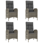 Set da Pranzo da Giardino 5 pz con Cuscini in Polyrattan Grigio