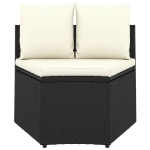 Set Divani da Giardino 7 pz con Cuscini in Polyrattan Nero