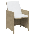 Set da Pranzo per Giardino 7pz con Cuscini in Polyrattan Beige