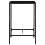 Set Bar da Giardino 3 pz in Polyrattan Nero