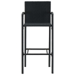Set Bar da Giardino 3 pz con Braccioli in Polyrattan Nero