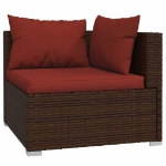 Set Divani da Giardino 11 pz con Cuscini in Polyrattan Marrone