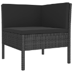 Set Divani da Giardino 6 pz con Cuscini in Polyrattan Nero