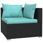 Set Divani da Giardino 7 pz con Cuscini in Polyrattan Nero