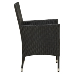 Set Mobili da Giardino 3 pz con Cuscini in Polyrattan Nero