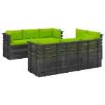 Set Divani da Giardino su Pallet 9 pz con Cuscini Massello Pino