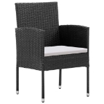 Set da Pranzo da Giardino 7 pz Nero con Cuscini in Polyrattan