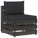 Set Divani da Giardino con Cuscini 4 pz Legno Impregnato Grigio