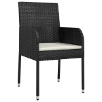 Set da Pranzo da Giardino 11 pz con Cuscini in Polyrattan Nero