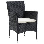 Set da Pranzo da Giardino 7 pz con Cuscini Nero