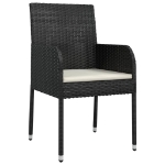 Set da Pranzo da Giardino 5 pz Nero con Cuscini in Polyrattan