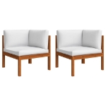Set Divani da Giardino 6 pz con Cuscini Crema Massello Acacia