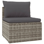 Set Divani da Giardino 7 pz con Cuscini in Polyrattan Grigio