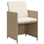 Set da Pranzo per Giardino 3 pz con Cuscini Beige
