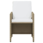 Set da Pranzo per Giardino 15pz con Cuscini in Polyrattan Beige