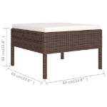 Set Divani da Giardino 11 pz con Cuscini in Polyrattan Marrone