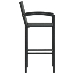 Set Bar da Giardino 3 pz con Braccioli in Polyrattan Nero