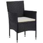 Set Mobili da Pranzo per Giardino 3 pz Nero Polyrattan e Vetro