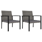 Set da Pranzo da Giardino 3 pz in Polyrattan Grigio