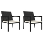 Set da Pranzo da Giardino 3 pz in Polyrattan Nero