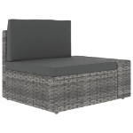 Set Divani da Giardino 4 pz con Cuscini in Polyrattan Grigio