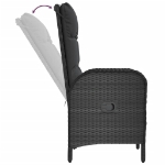 Set da Pranzo da Giardino 5 pz Nero con Cuscini in Polyrattan