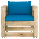 Set Divani da Giardino con Cuscini 6 pz Legno Impregnato Verde