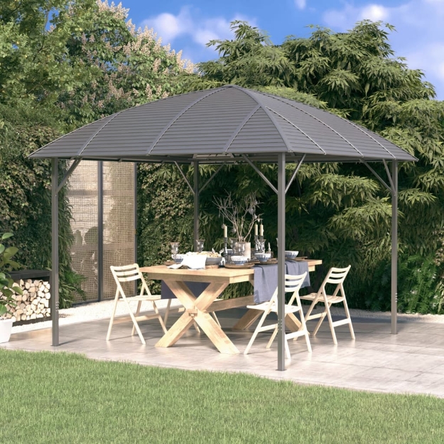 Gazebo con Tetto ad Arco 3x3 m Antracite