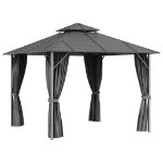 Gazebo con Tende Laterali e Doppio Tetto 3x3 m Antracite