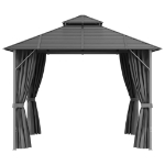 Gazebo con Tende Laterali e Doppio Tetto 3x3 m Antracite