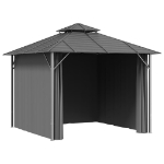 Gazebo con Tende Laterali e Doppio Tetto 3x3 m Antracite