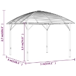 Gazebo con Tetto ad Arco 3x3 m Antracite