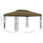 Gazebo con Tetto Doppio 3x4 m Grigio Talpa 180 g/m²