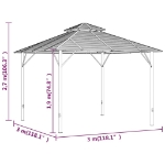 Gazebo con Tende Laterali e Doppio Tetto 3x3 m Antracite