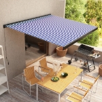 Tenda a Cassonetto Manuale 300x250 cm Blu e Bianca