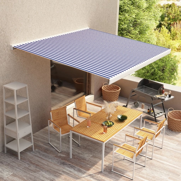 Tenda a Cassonetto Motorizzata 300x250 cm Blu e Bianca