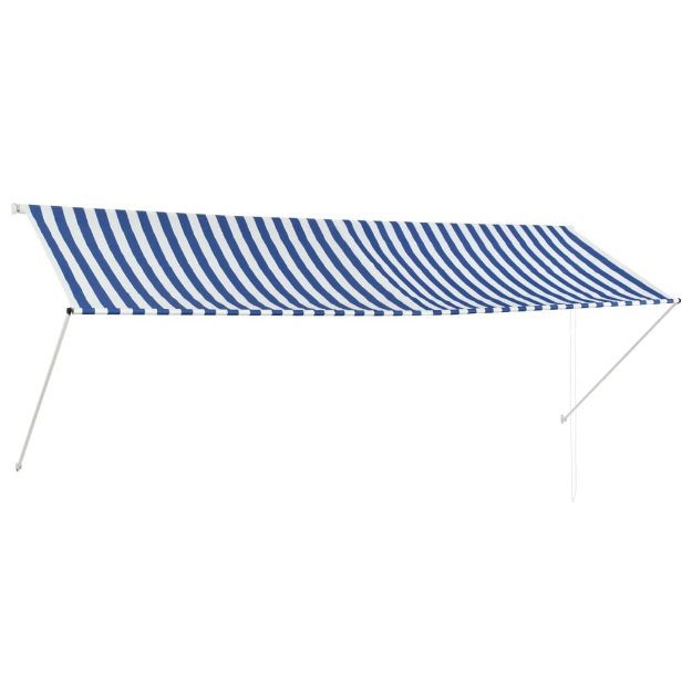 Tenda da Sole Retrattile 350x150 cm Blu e Bianco