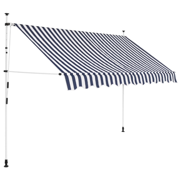 Tenda da Sole Retrattile Manuale 300 cm a Strisce Blu e Bianche