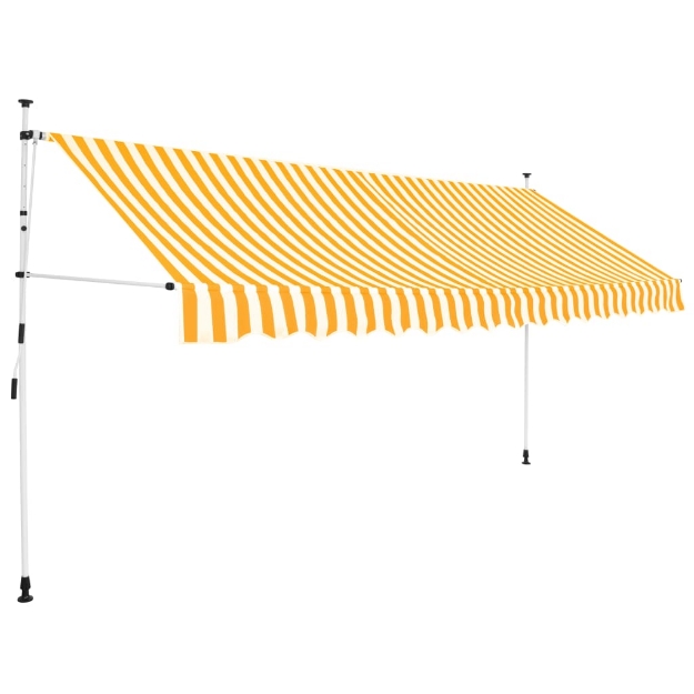 Tenda da Sole Retrattile Manuale 350cm Strisce Arancione Bianco