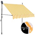 Tenda da Sole Retrattile Manuale LED 150 cm Bianco e Arancione