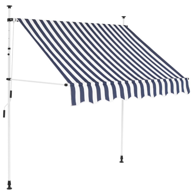 Tenda da Sole Retrattile Manuale 150 cm a Strisce Blu e Bianche