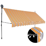 Tenda da Sole Retrattile Manuale con LED 350 cm Giallo e Blu